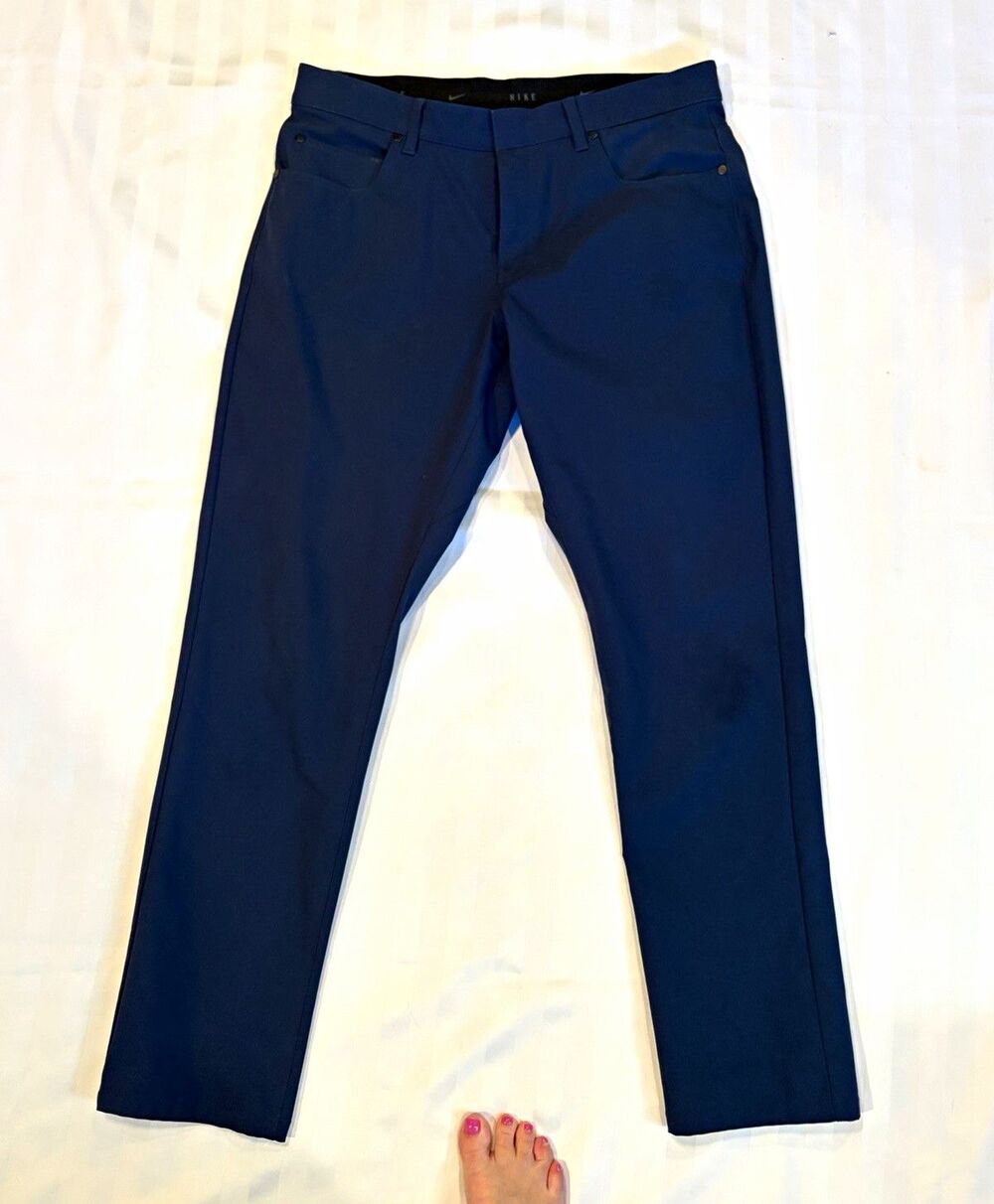 Nike Men's Slim Fit Navy Chino Pants 34W Straight Leg Flat Front Pockets
